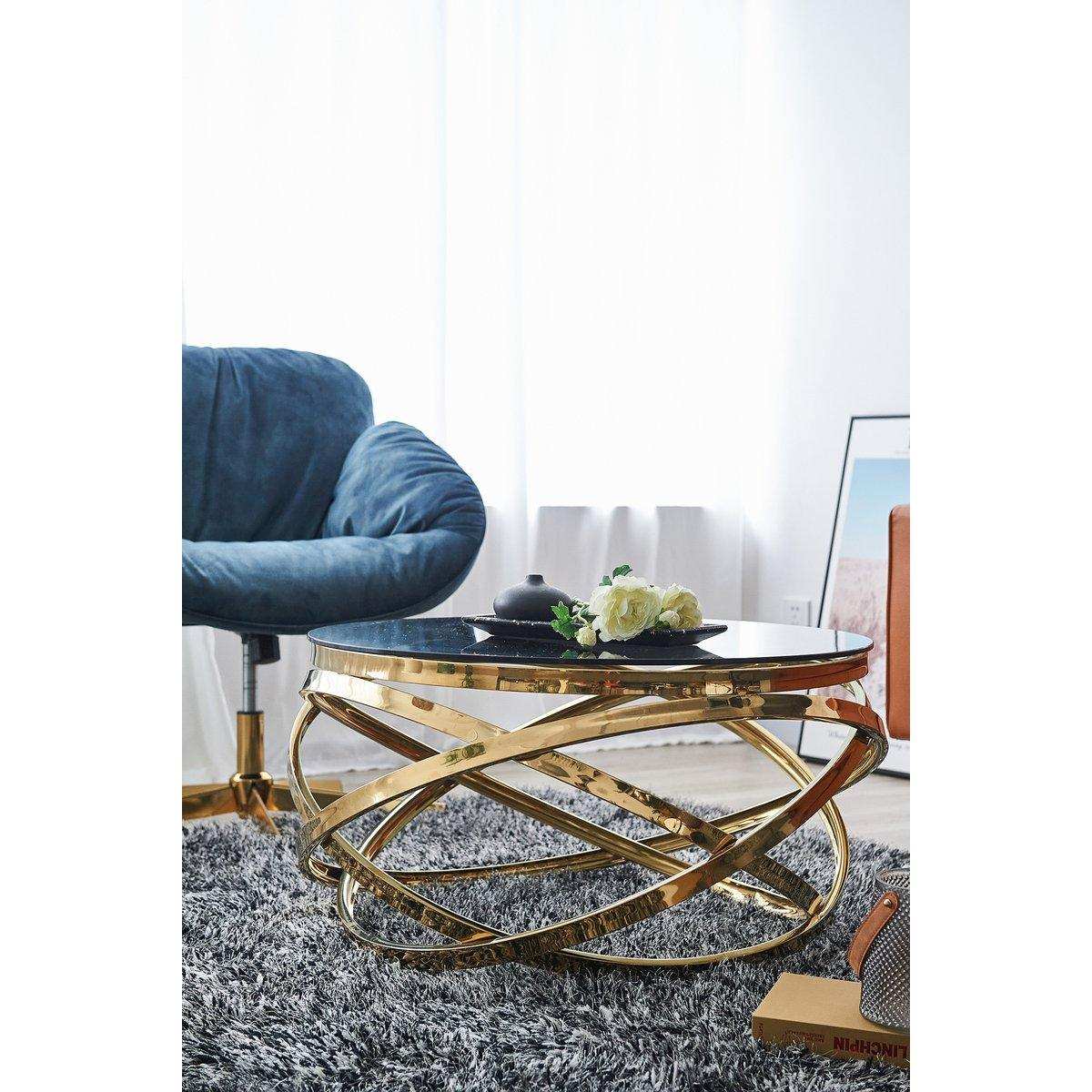 Couchtisch Gold/Grau Ø 80 cm - HomeDesign Knaus