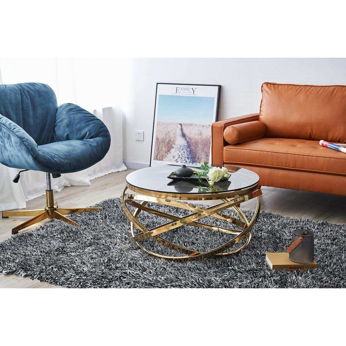 Couchtisch Gold/Grau Ø 80 cm - HomeDesign Knaus