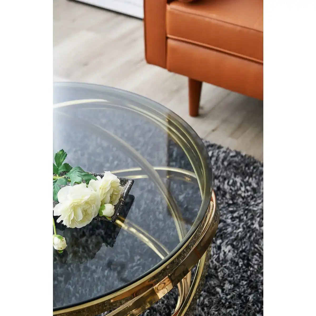 Couchtisch Gold/Grau Ø 80 cm - HomeDesign Knaus