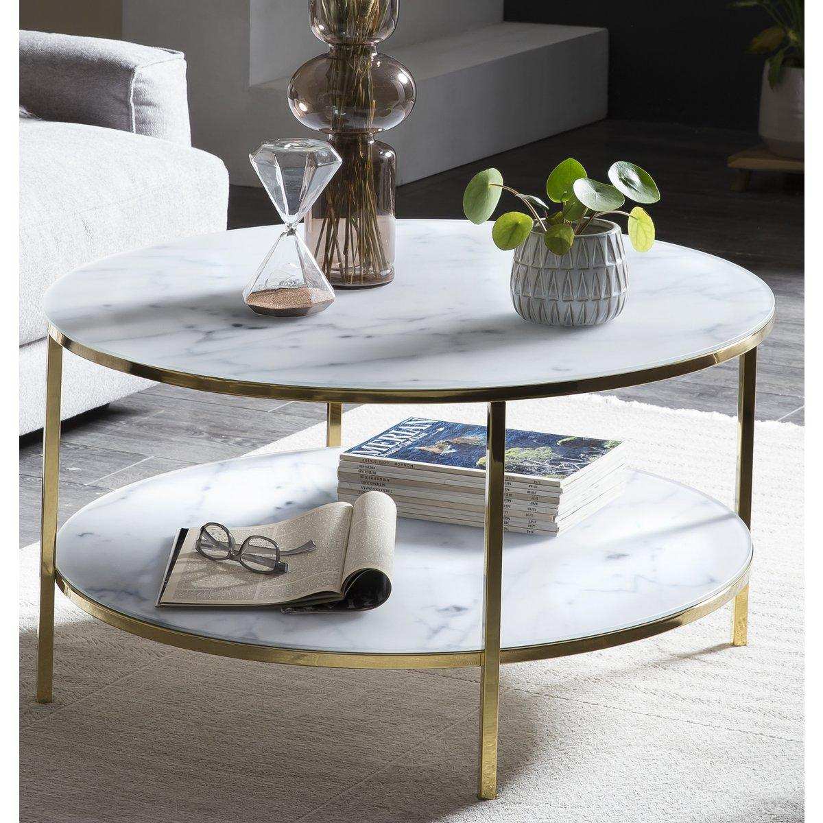 Couchtisch mit 2 Ablagen Ø 80 cm - HomeDesign Knaus