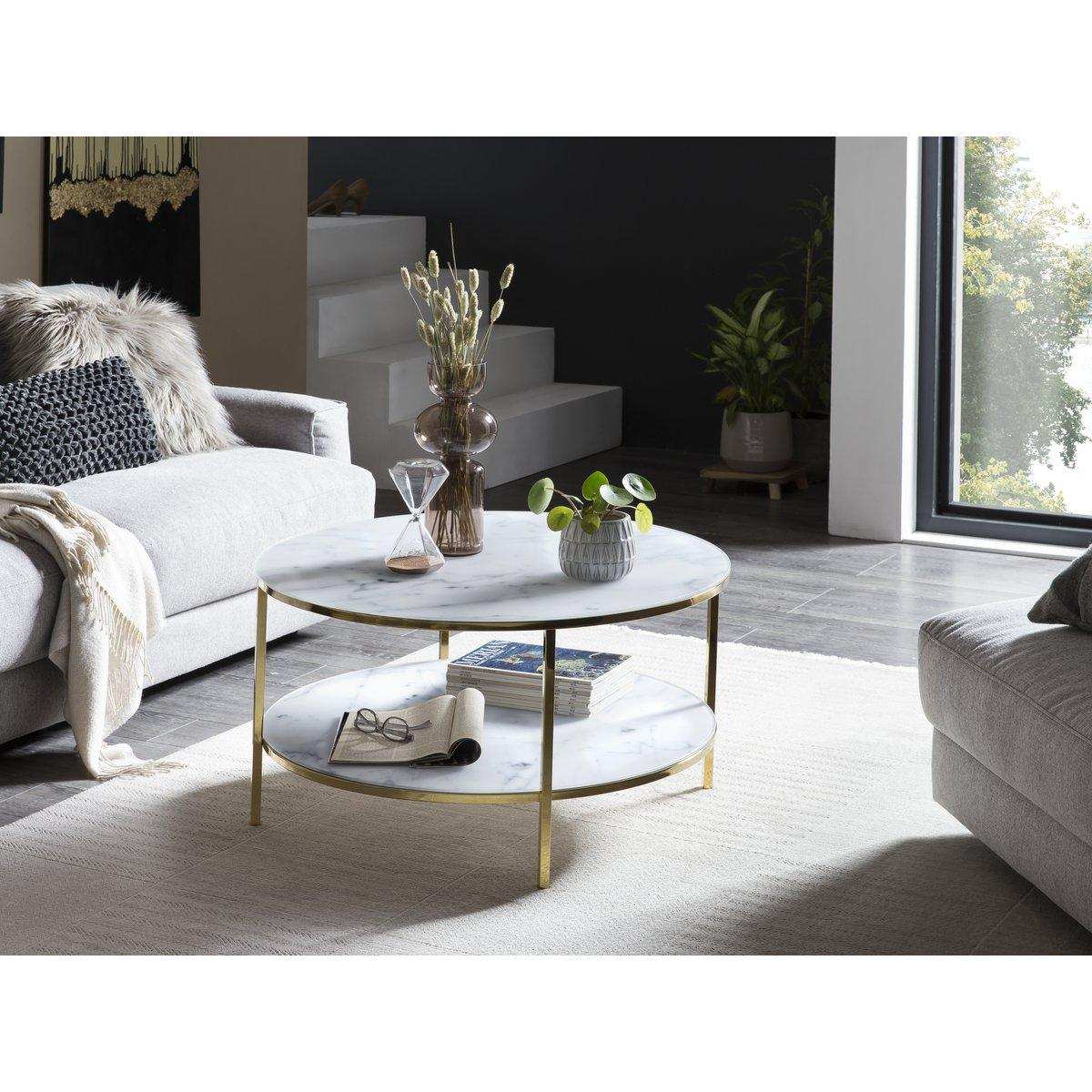 Couchtisch mit 2 Ablagen Ø 80 cm - HomeDesign Knaus