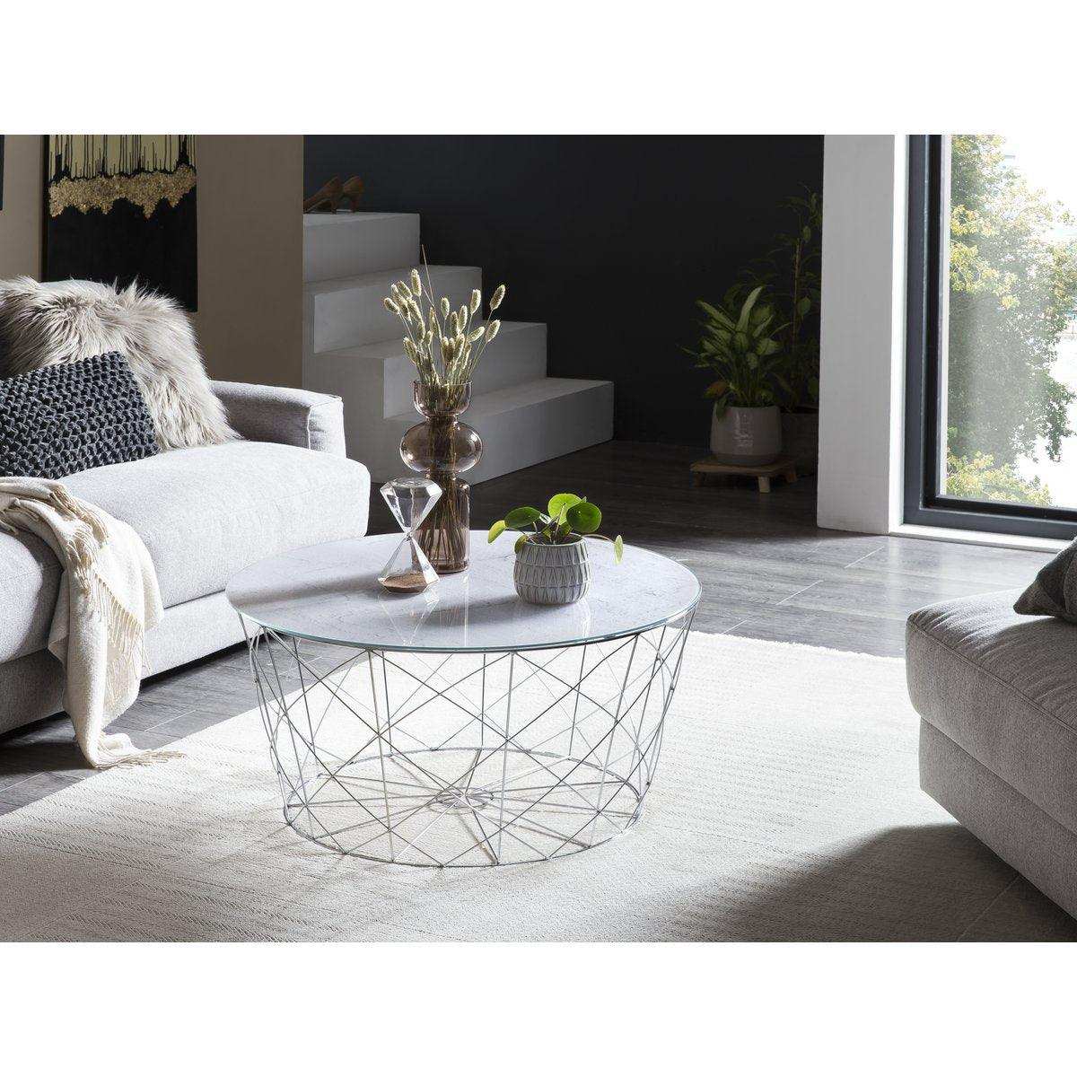 Couchtisch mit Metallkorb Ø 80 cm - HomeDesign Knaus
