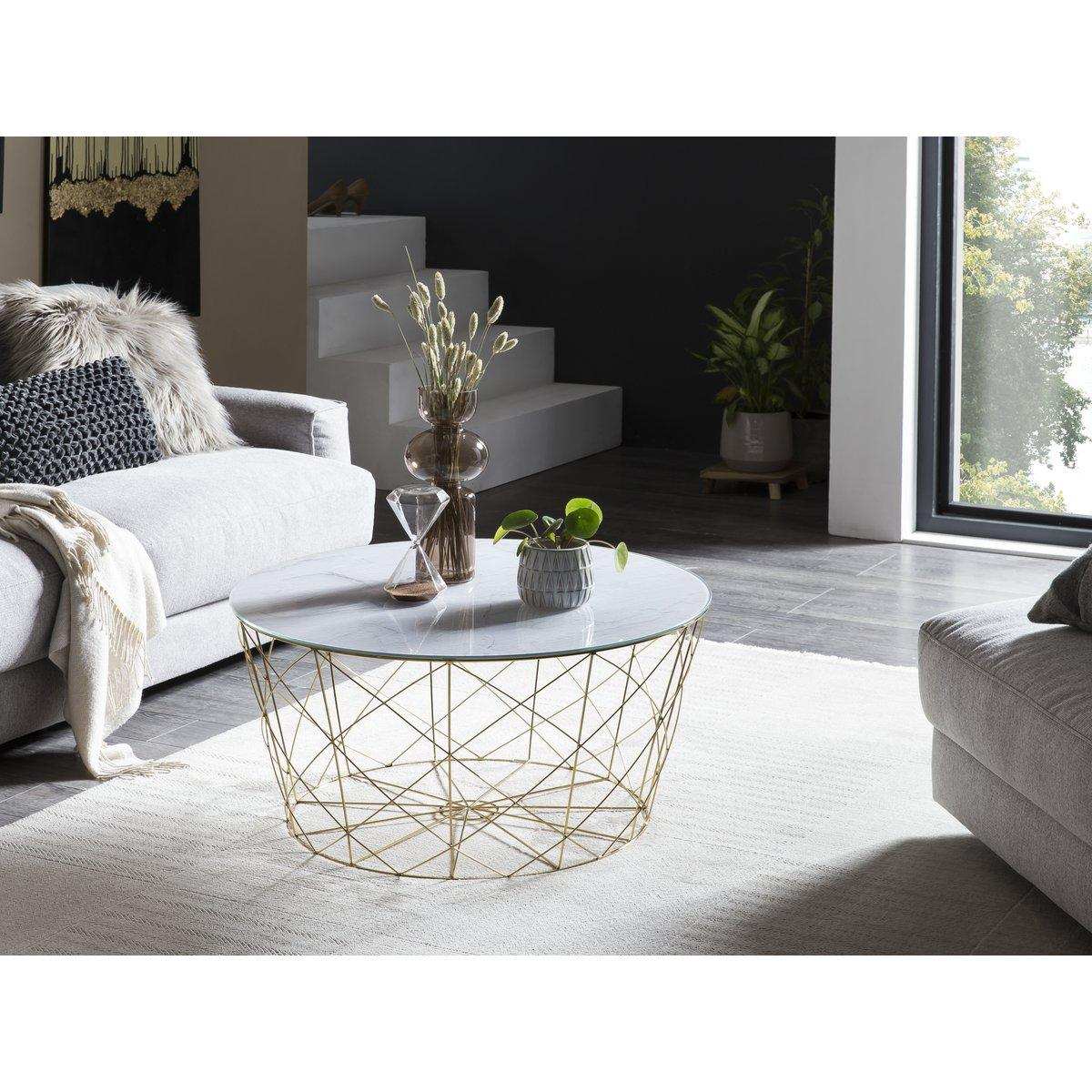 Couchtisch mit Metallkorb Ø 80 cm - HomeDesign Knaus