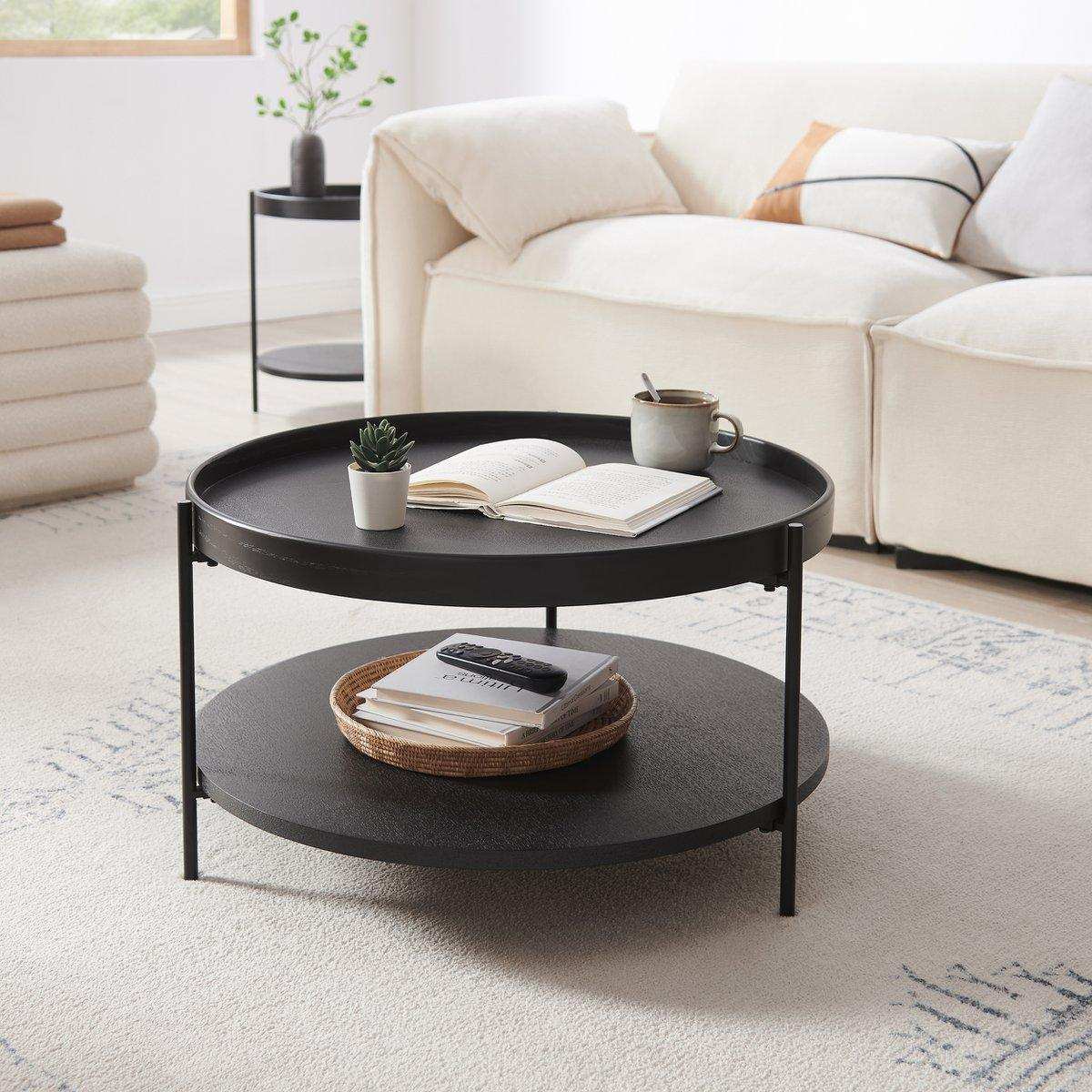 Couchtisch Ø 69 cm Schwarz - HomeDesign Knaus