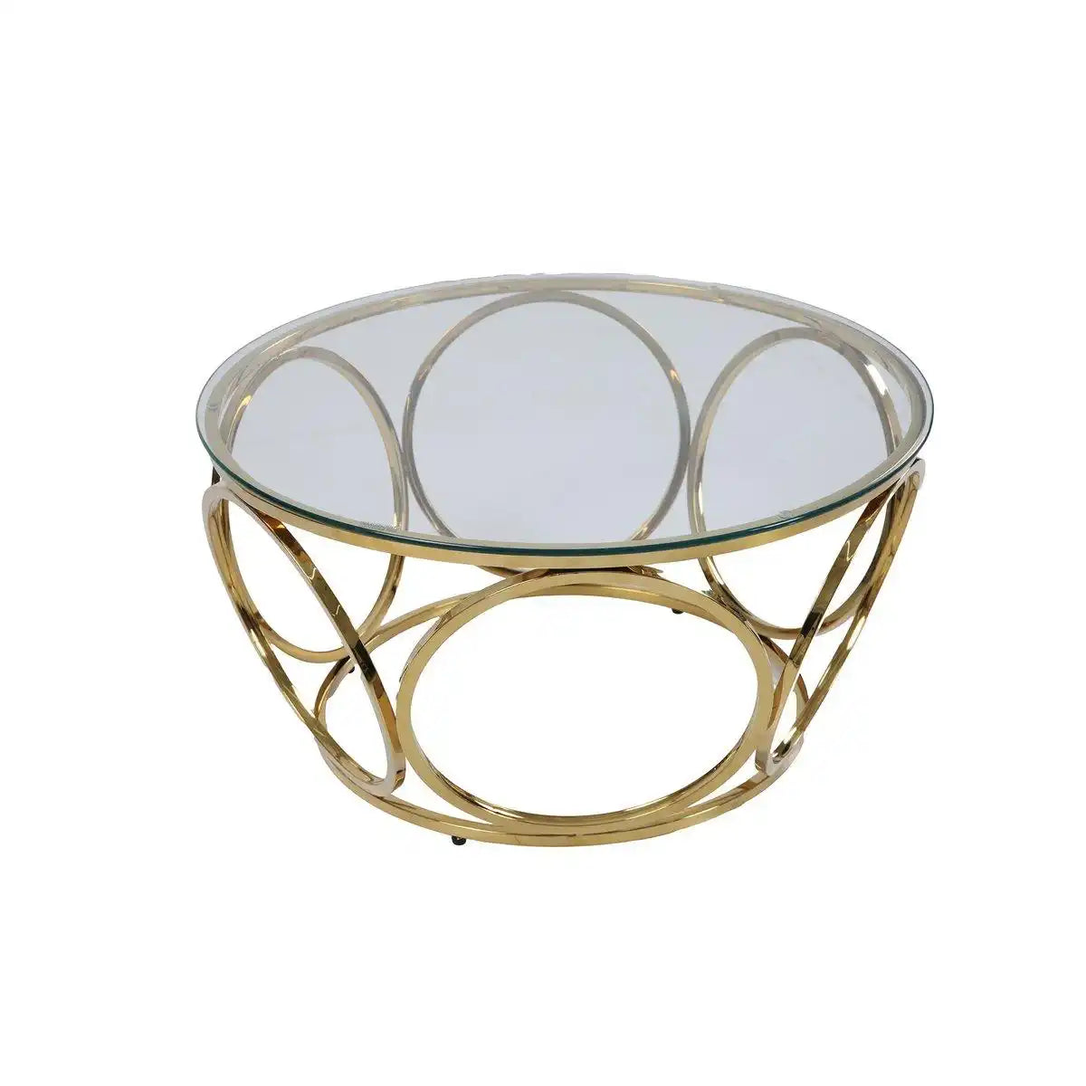 Couchtisch Ø 80 cm Gold/Klarglas - HomeDesign Knaus