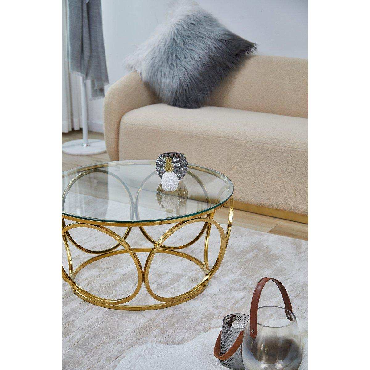 Couchtisch Ø 80 cm Gold/Klarglas - HomeDesign Knaus