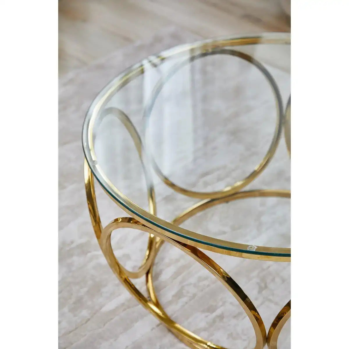 Couchtisch Ø 80 cm Gold/Klarglas - HomeDesign Knaus