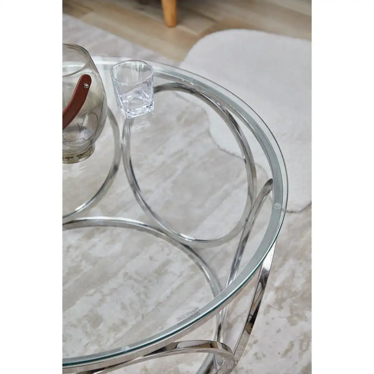 Couchtisch Ø 80 cm Silber/Klarglas - HomeDesign Knaus