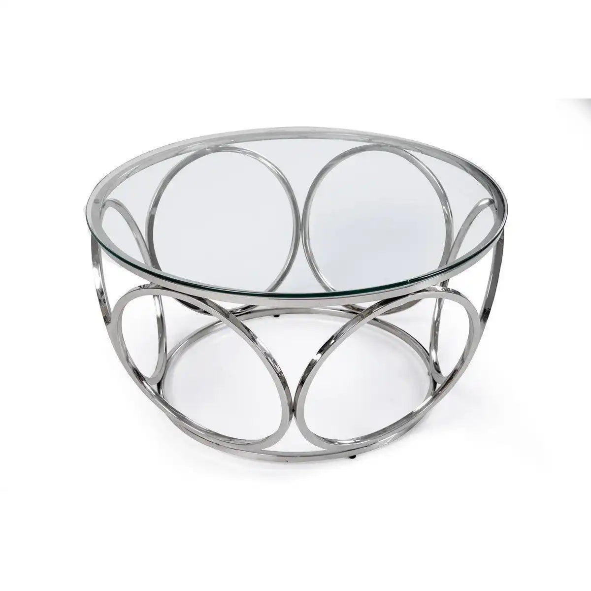 Couchtisch Ø 80 cm Silber/Klarglas - HomeDesign Knaus