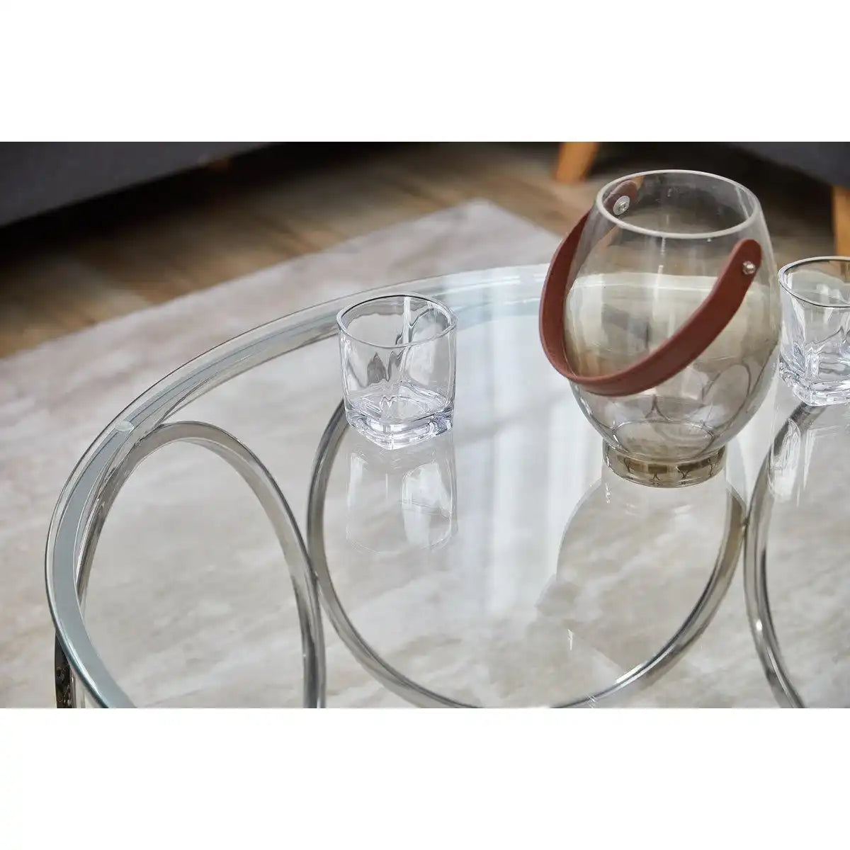 Couchtisch Ø 80 cm Silber/Klarglas - HomeDesign Knaus