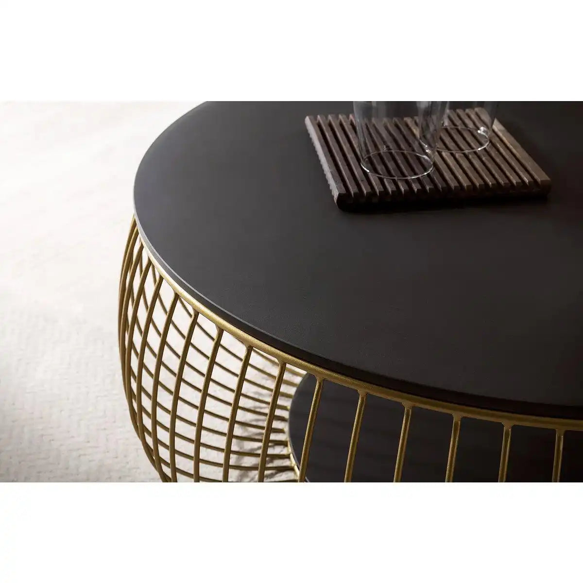 Couchtisch Ø 86 cm Schwarz/Gold - HomeDesign Knaus