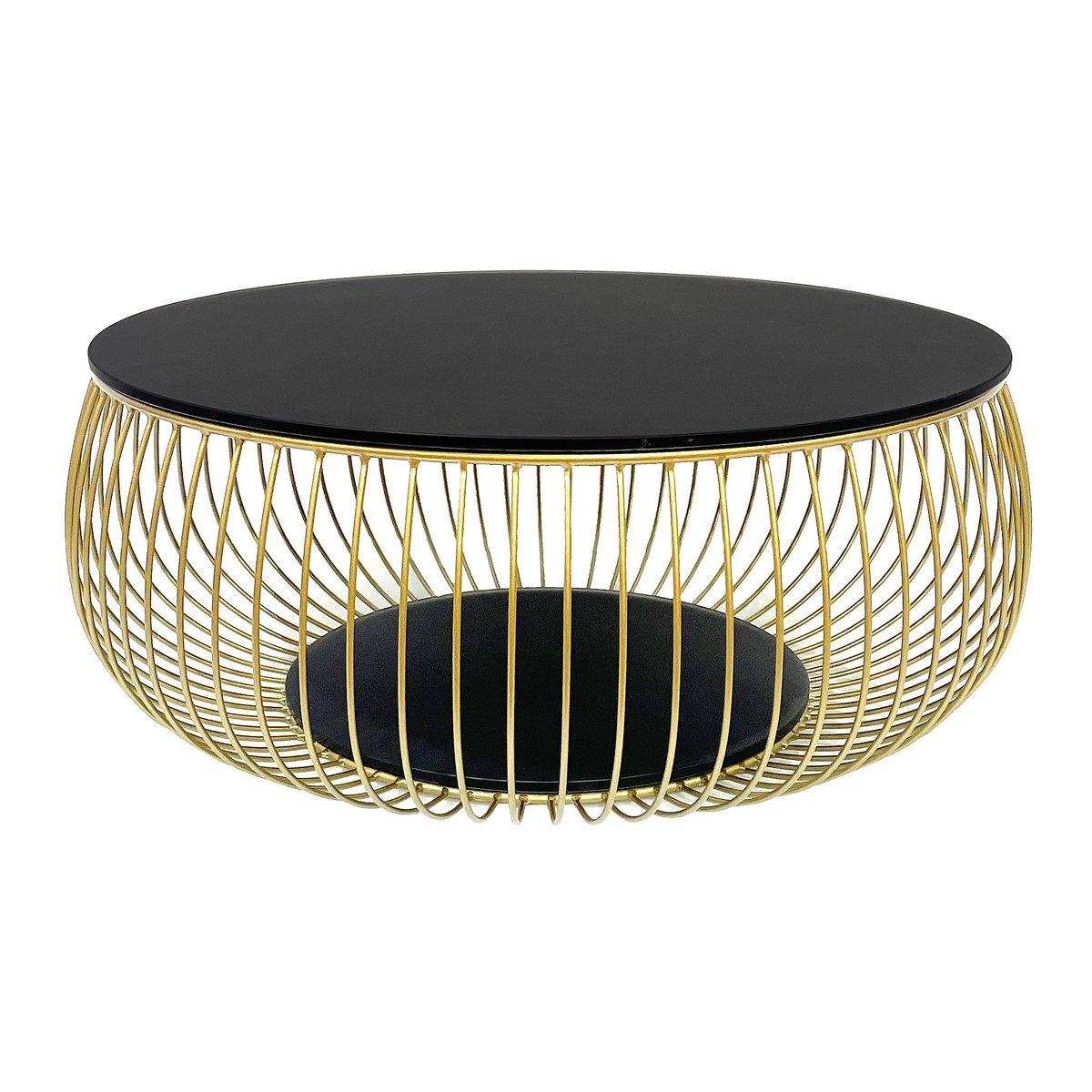 Couchtisch Ø 86 cm Schwarz/Gold - HomeDesign Knaus