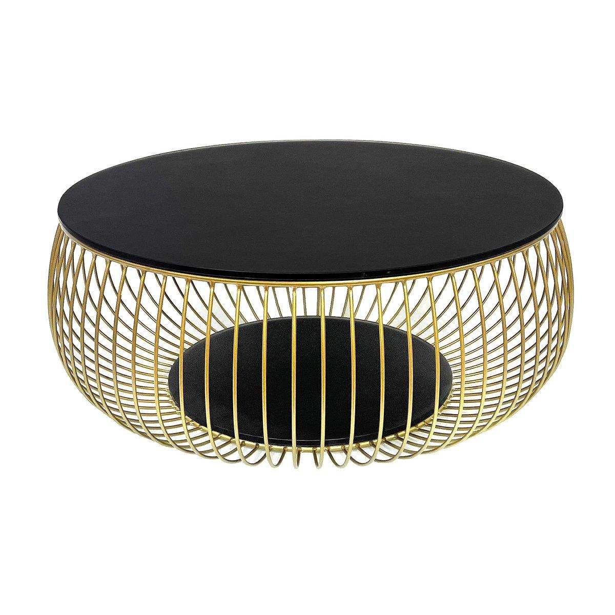 Couchtisch Ø 86 cm Schwarz/Gold - HomeDesign Knaus