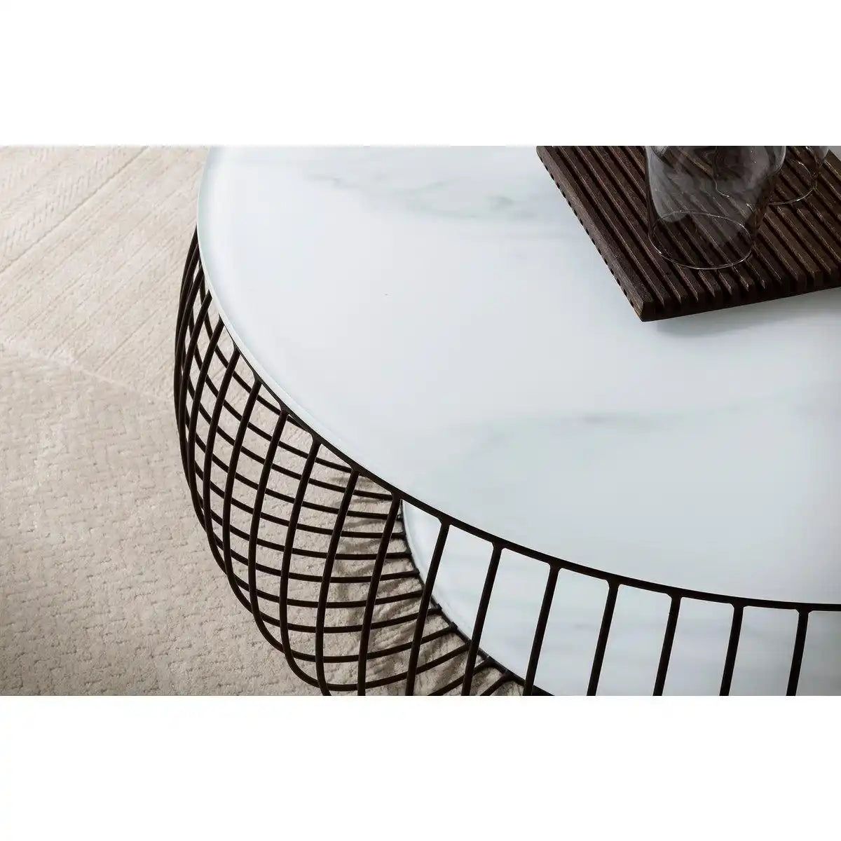 Couchtisch Ø 86 cm Schwarz/Weiß - HomeDesign Knaus