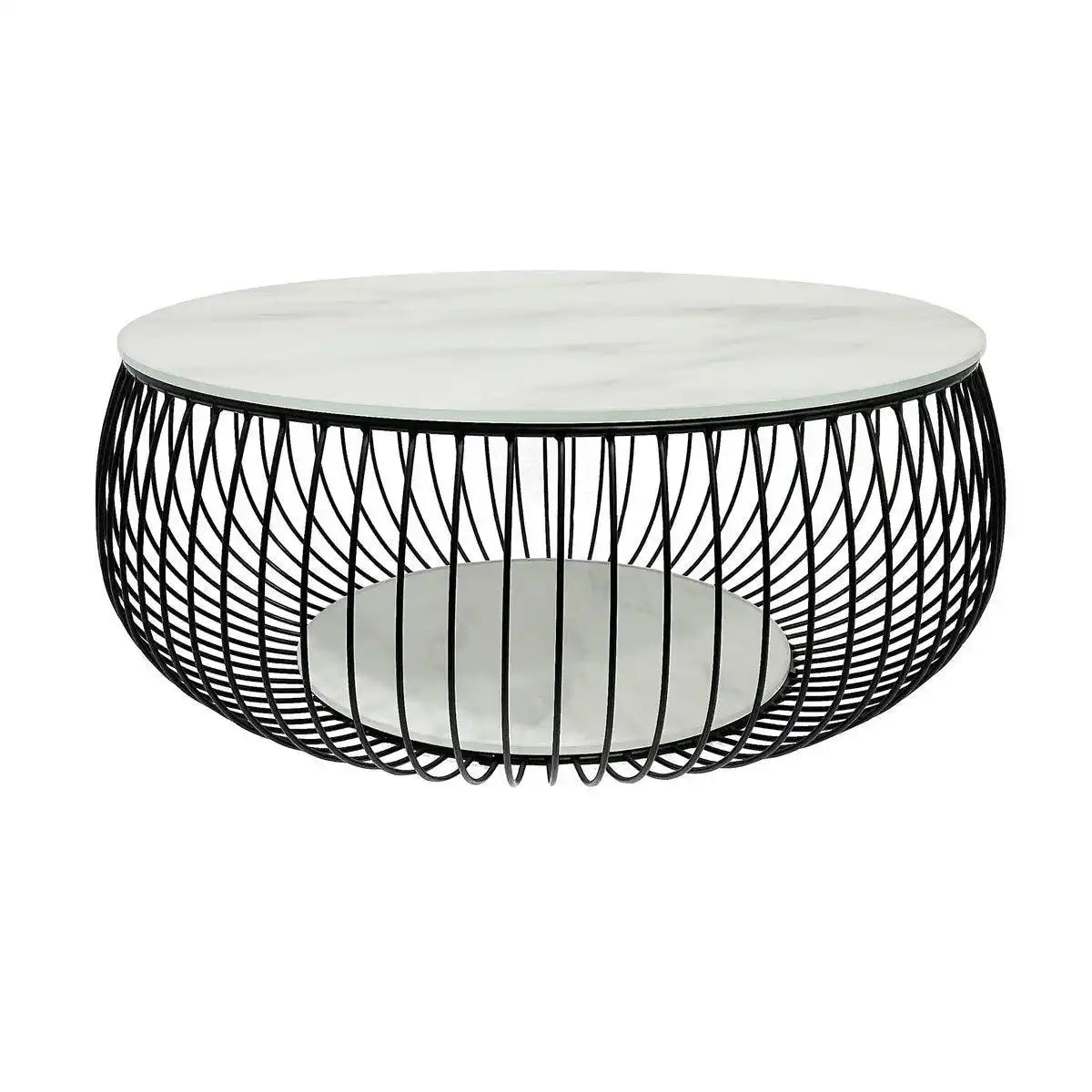 Couchtisch Ø 86 cm Schwarz/Weiß - HomeDesign Knaus