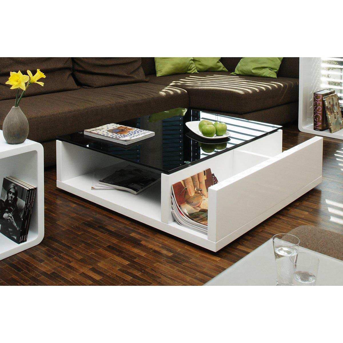 Couchtisch Weiß/Schwarz 100x100 cm - HomeDesign Knaus