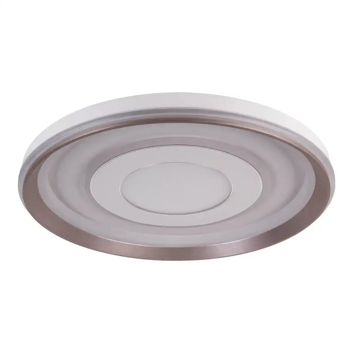 LED Deckenleuchte "DOIRA" Ø 50,5 cm, 7,5 cm hoch, Metall und Kunststoff in Silber und Weiß, integrierte LEDs, 3600 lm helles Licht, dimmbar, CCT-Funktion 3000-6500 K, Nachtlichtfunktion