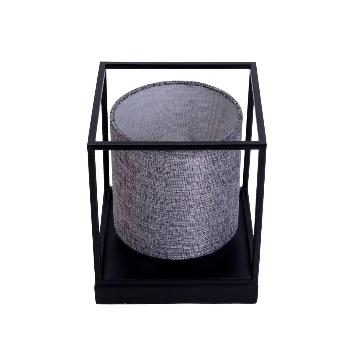 Tischleuchte "BETA" grau aus Metall mit Stoffschirm in grau, mit E14-Fassung, Lampe für Wohnzimmer, Esszimmer, Flur und Büro, 15 x 15 x 17 cm