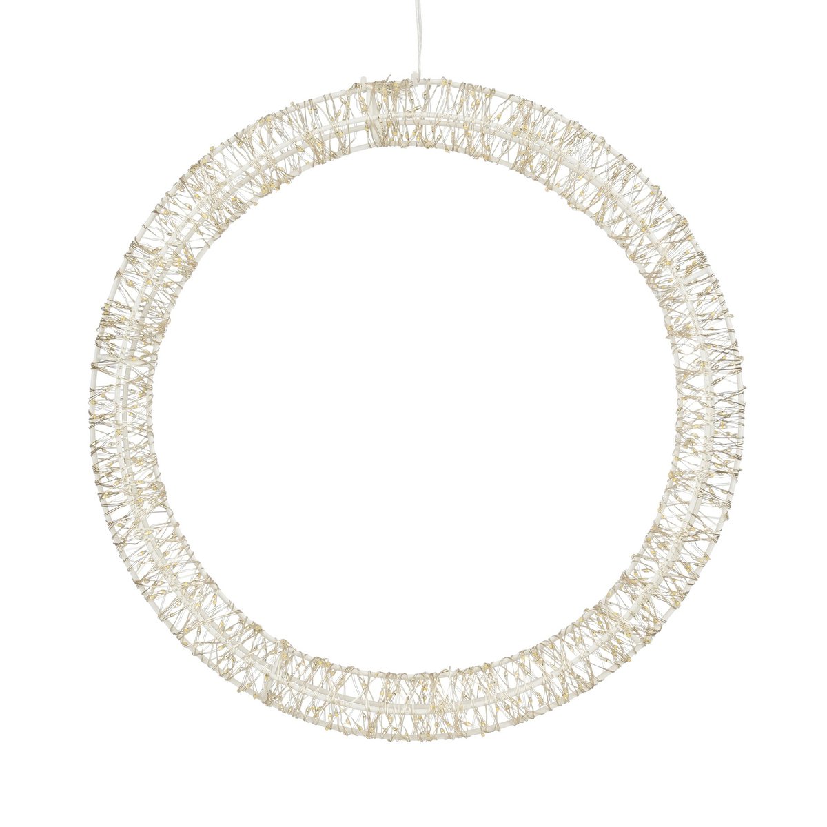 Weihnachtsbeleuchtungskreis mit warmweißen LED-Lichtern – Ø36 cm – Metall – Weiß