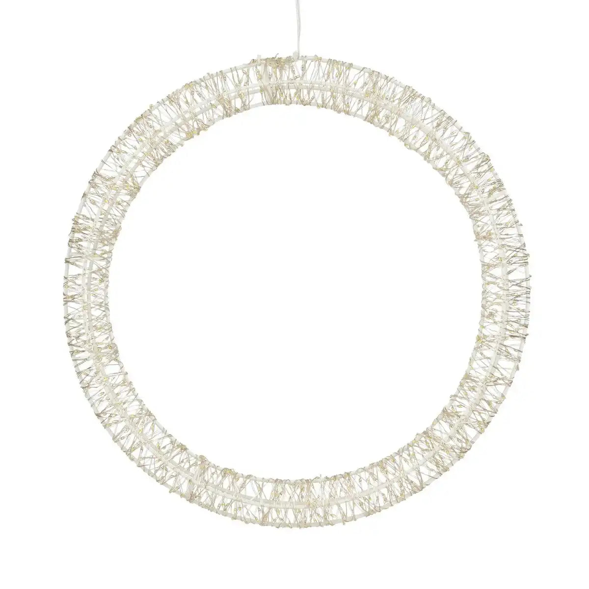 Weihnachtsbeleuchtungskreis mit warmweißen LED-Lichtern – Ø36 cm – Metall – Weiß