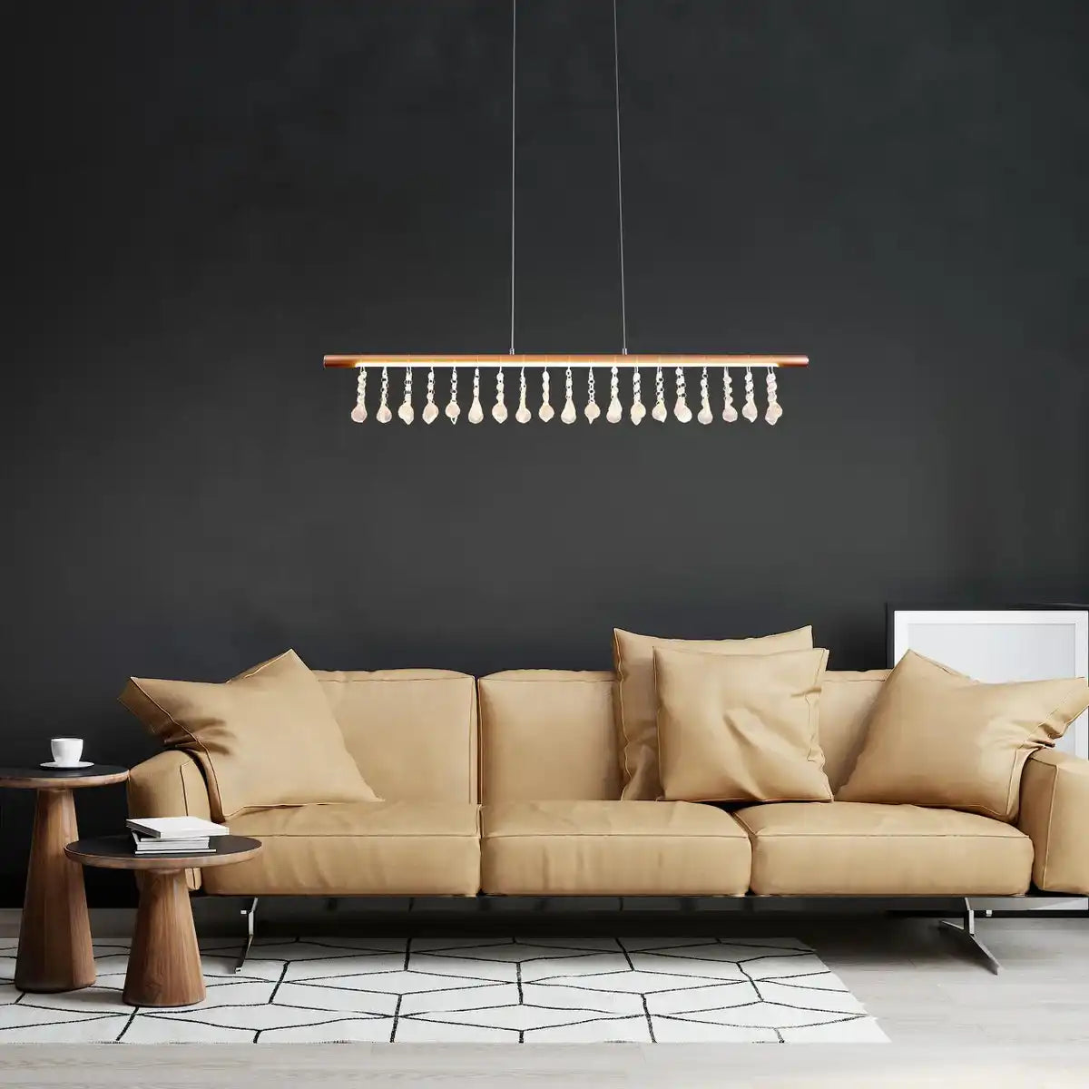 LED Pendelleuchte "NOBILIS" Länge ca. 100 cm, aus Metall und Kunststoff in Gold, mit fest verbauten LEDs, Beleuchtung für Wohnzimmer, Esszimmer oder Büro