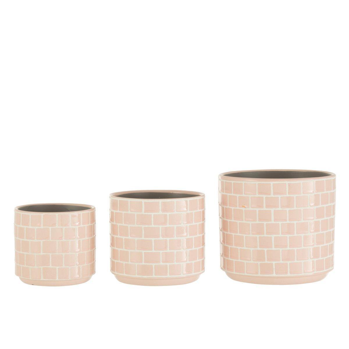 J-Line Blumentopf Shiny - Keramik - rosa - Ø 17 cm - 2 Stück