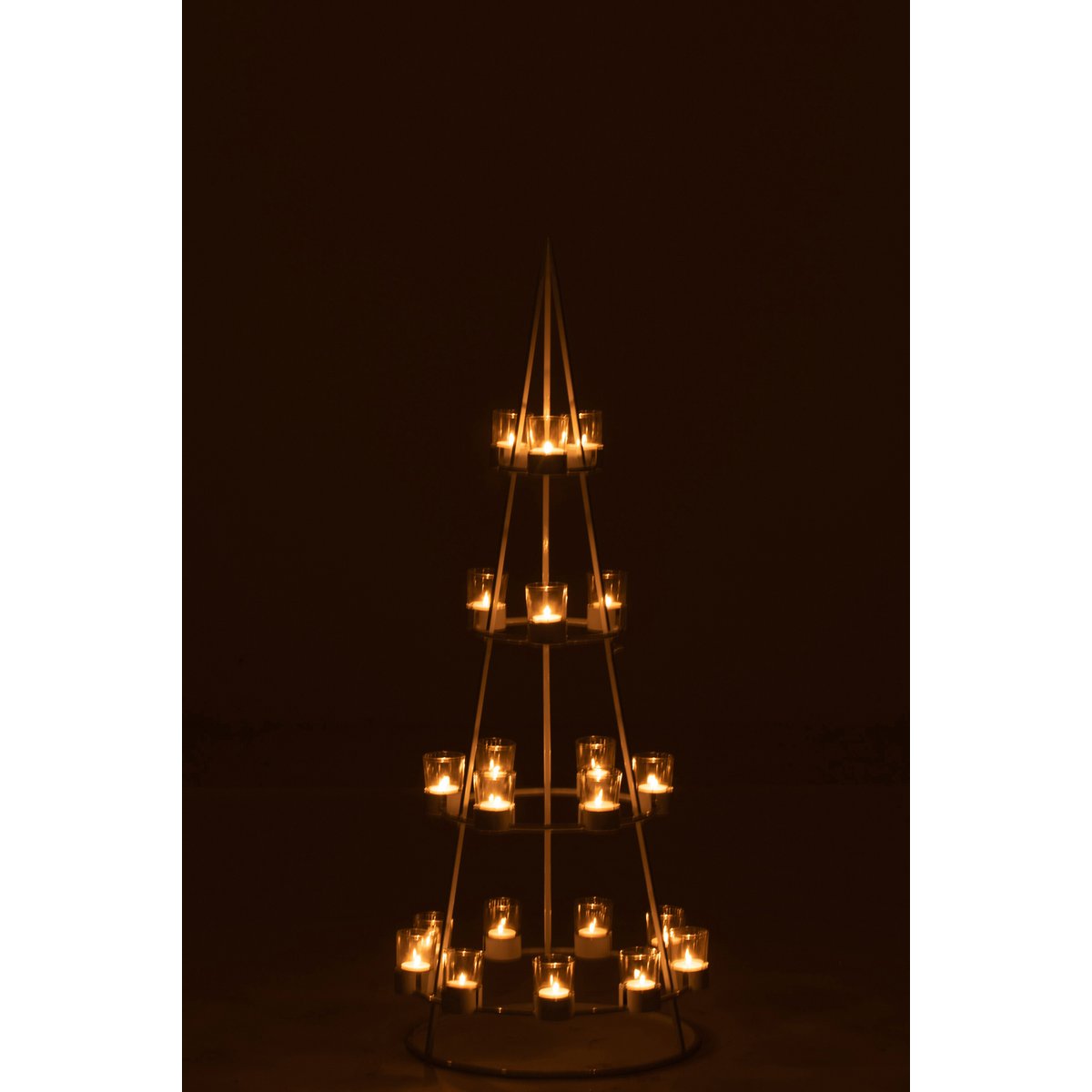 Teelichthalter Boom 21 - Metall/Glas - Weiß