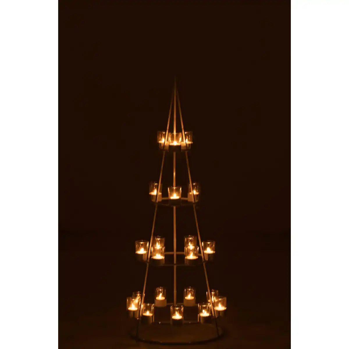 Teelichthalter Boom 21 - Metall/Glas - Weiß