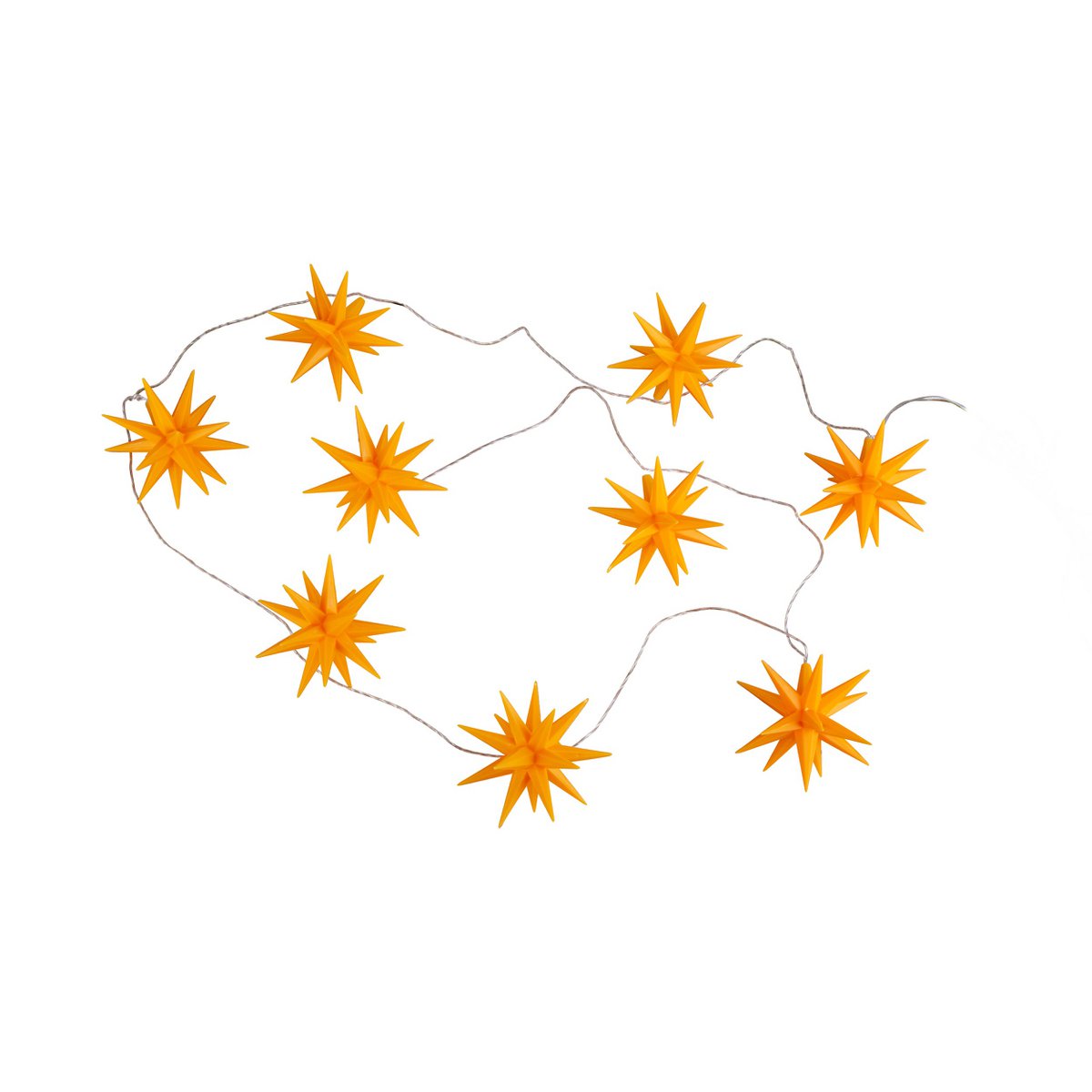 LED-Lichterkette "3D-STERNE" aus Kunststoff in gelb, mit fest verbauten LEDs, Weihnachtsdeko für Außen