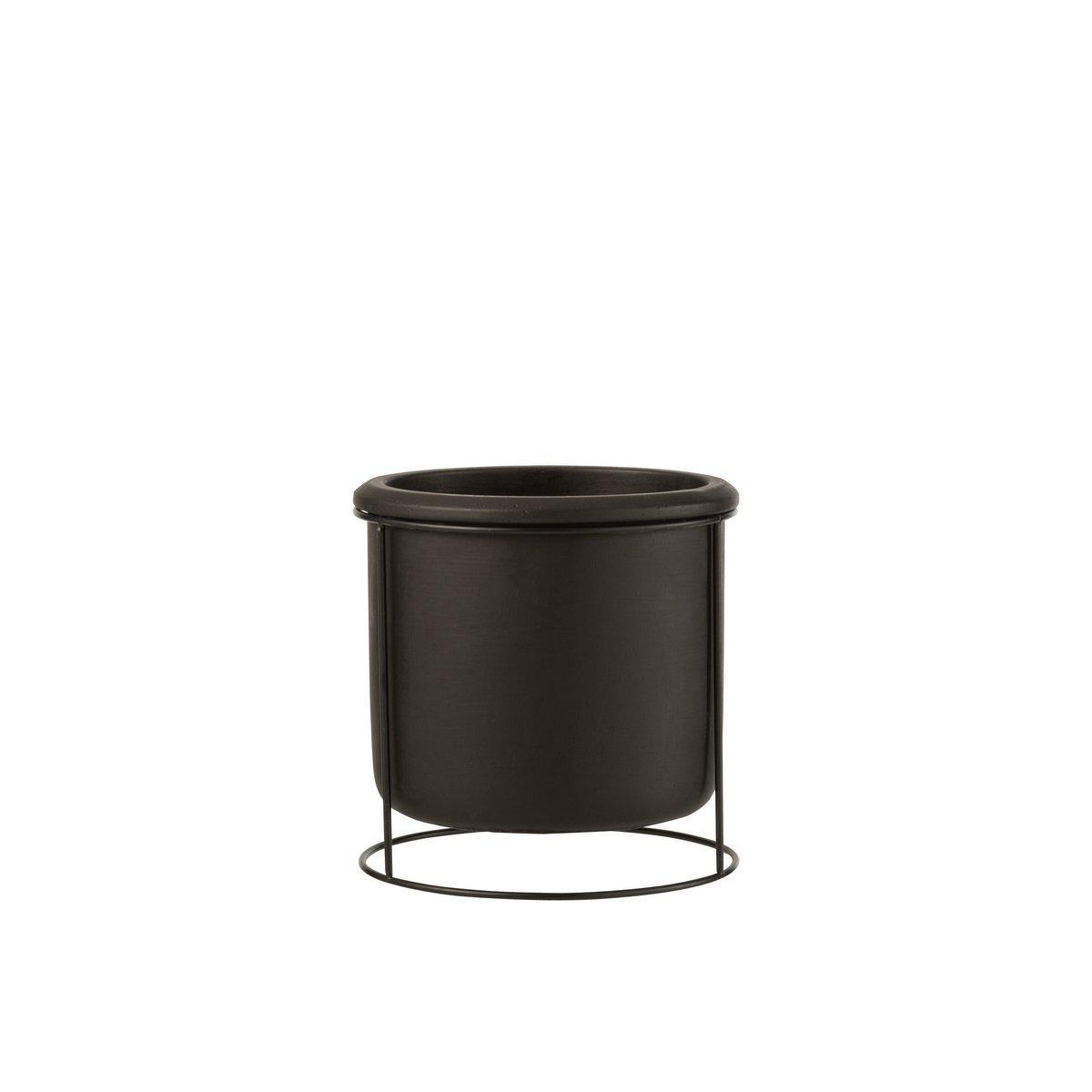 J-Line Blumentopf zum Aufhängen – Zement – Schwarz – S – Ø 17 cm