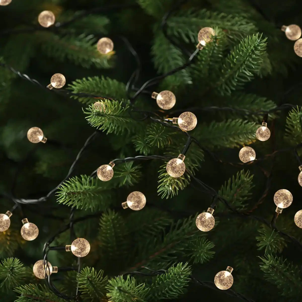 Außen-Lichterkette mit dekorativen Kugeln in GLASOPTIK, 868 cm lang, Warmweiß,