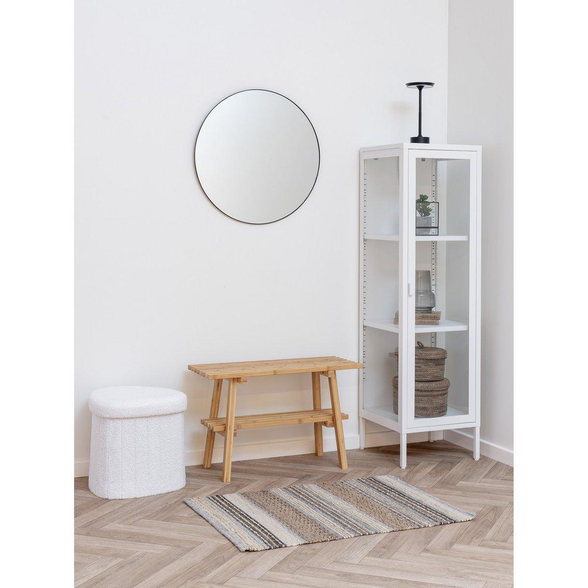 Medford Pouf – Weiß, Polyester/Schaum/Sperrholz, 36,5 x 42,5 x 37,5 cm