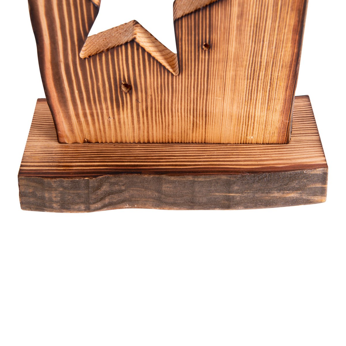 LED-Holz-Dekoleuchte Mond/Sterne 60 cm hoch Weihnacht-Deko aus Holz mit fest verbauten LEDs