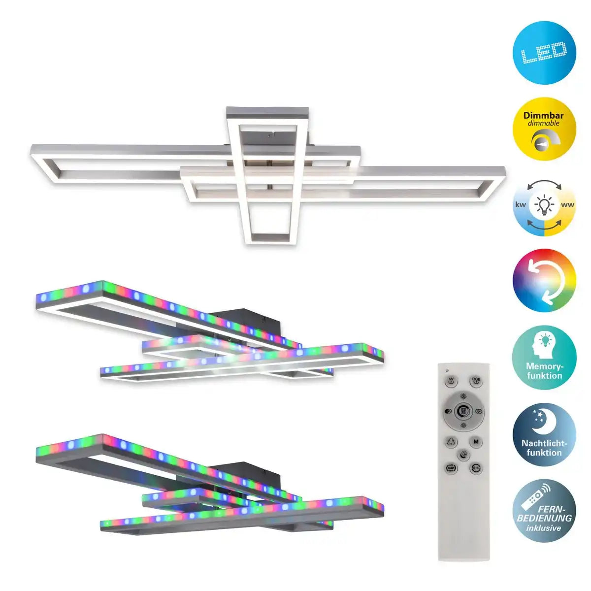 LED-CCT-Deckenleuchte + RGB-Backlight "BANTRY" mit vielen Funktionen, 95 cm lang, inklusive Fernbedienung
