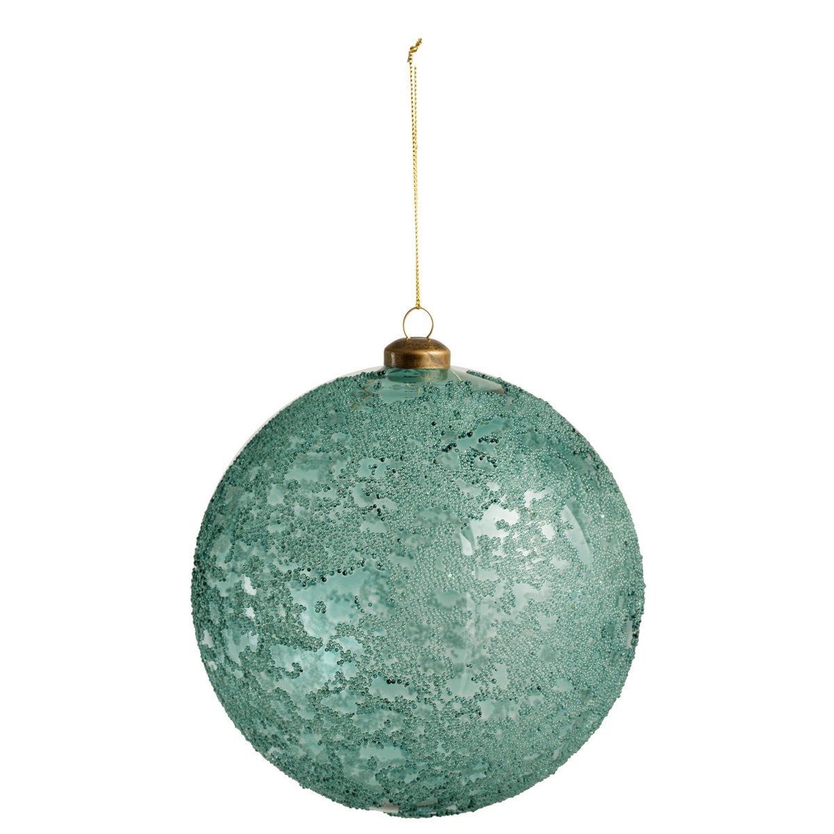 J-Line Weihnachtskugel Ready - Glas - antikes Azurblau - extra groß - 6 Stück