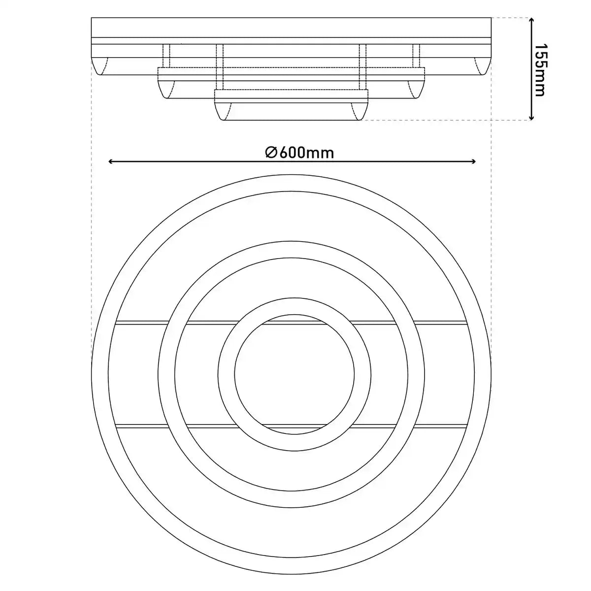 LED-CCT-Deckenleuchte "CIRCULO" aus schwarzem Metall und sandfarbenem Kunststoff Ø 60 cm