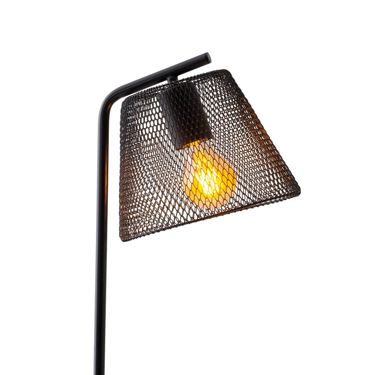 Stehleuchte "KORIE", Stehlampe aus Metall in Schwarz, mit E27-Fassung, 140 cm hoch, für Wohnbereich und Büro.