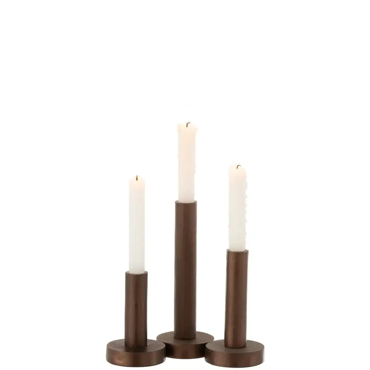 J-Line Kerzenständer Low Modern - Metall - Dunkelbraun - 3 Stück