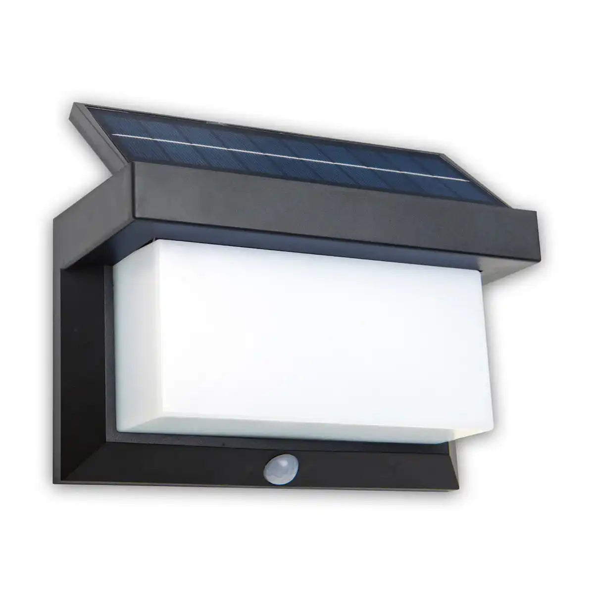 LED Solar Außenwandleuchte mit Bewegungsmelder , für Außen, Wandleuchte - Kunststoff in Schwarz, mit integrierter LED