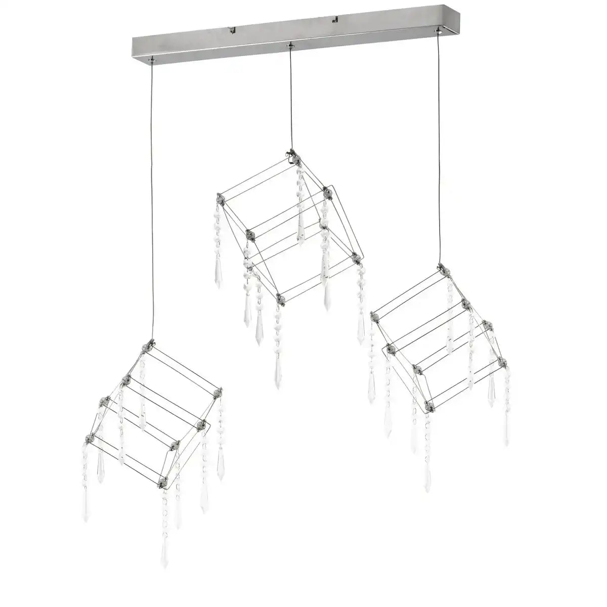 LED Pendelleuchte "ARANEUS" Metall und Kunststoff in chrom, mit fest verbauten LEDs, 80 cm lang, Beleuchtung für Wohnzimmer, Esszimmer oder Büro