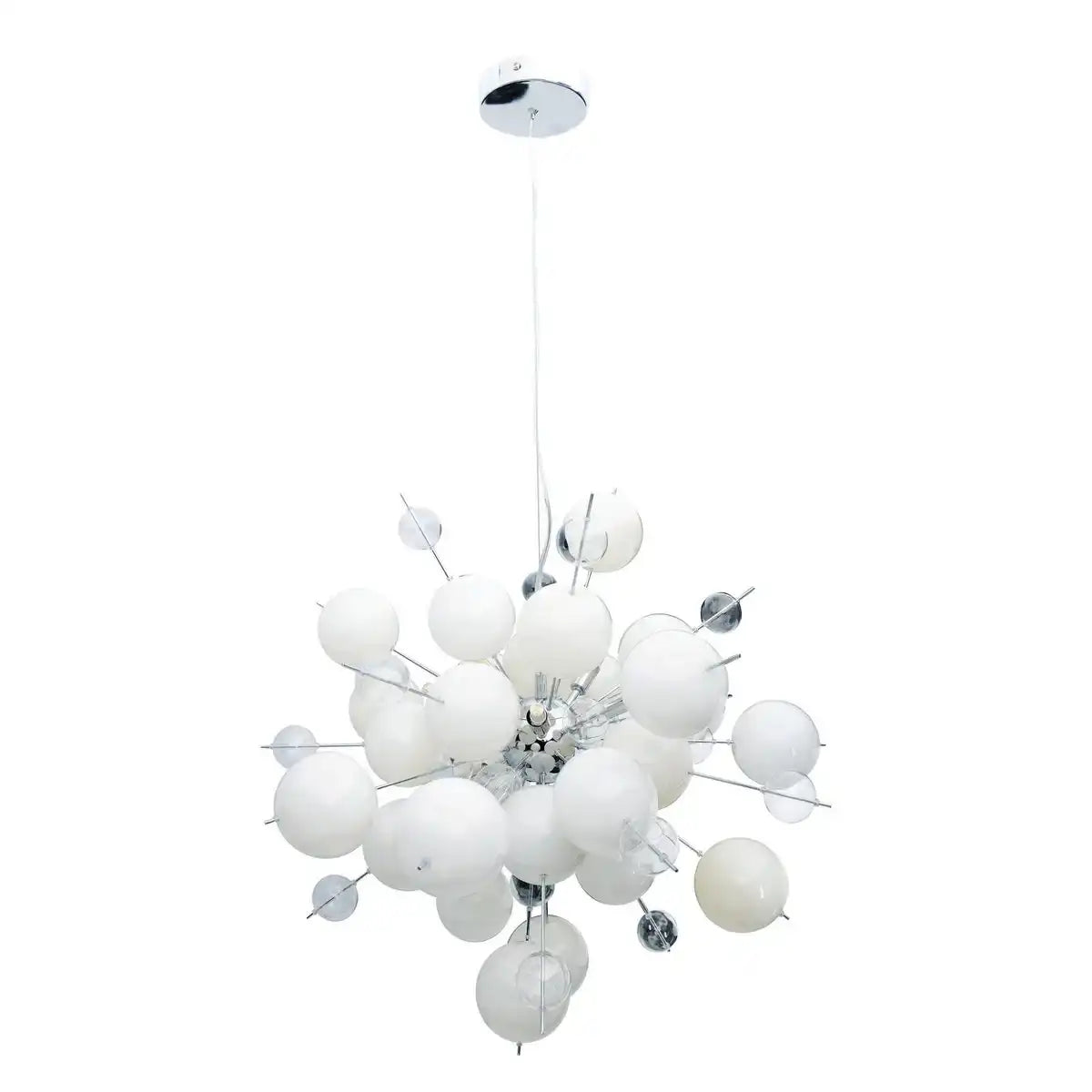 Pendelleuchte "EXPLOSION" weiß aus Metall und Glas, G9 Fassungen, für Esszimmer, Wohnzimmer, Diele oder Büro, Hängelampe Øca 65 cm