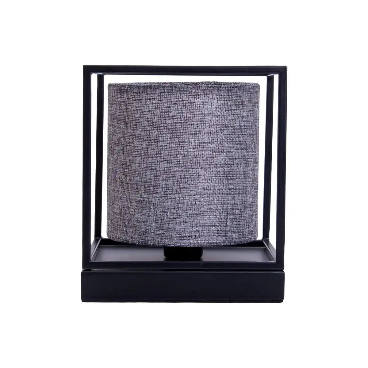 Tischleuchte "BETA" grau aus Metall mit Stoffschirm in grau, mit E14-Fassung, Lampe für Wohnzimmer, Esszimmer, Flur und Büro, 15 x 15 x 17 cm