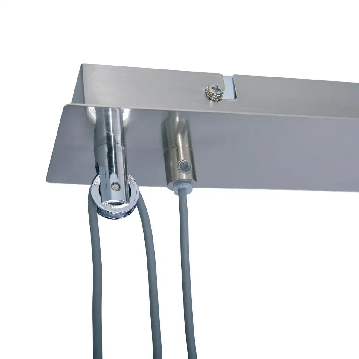 4er Pendelleuchte "TILDE", klassische Pendellampe aus Metall und Textil in Grau und Weiß, mit E27-Fassung, höhenverstellbar, 86 cm lang, ideal als Esszimmerleuchte