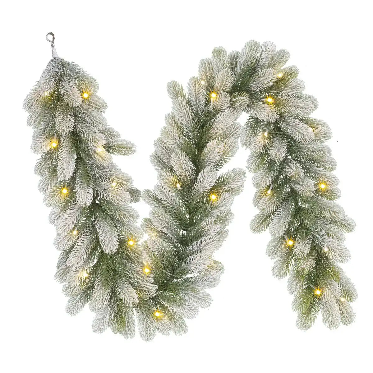 Girlande mit warmweißer LED-Beleuchtung – L180 cm – grün gefrostet