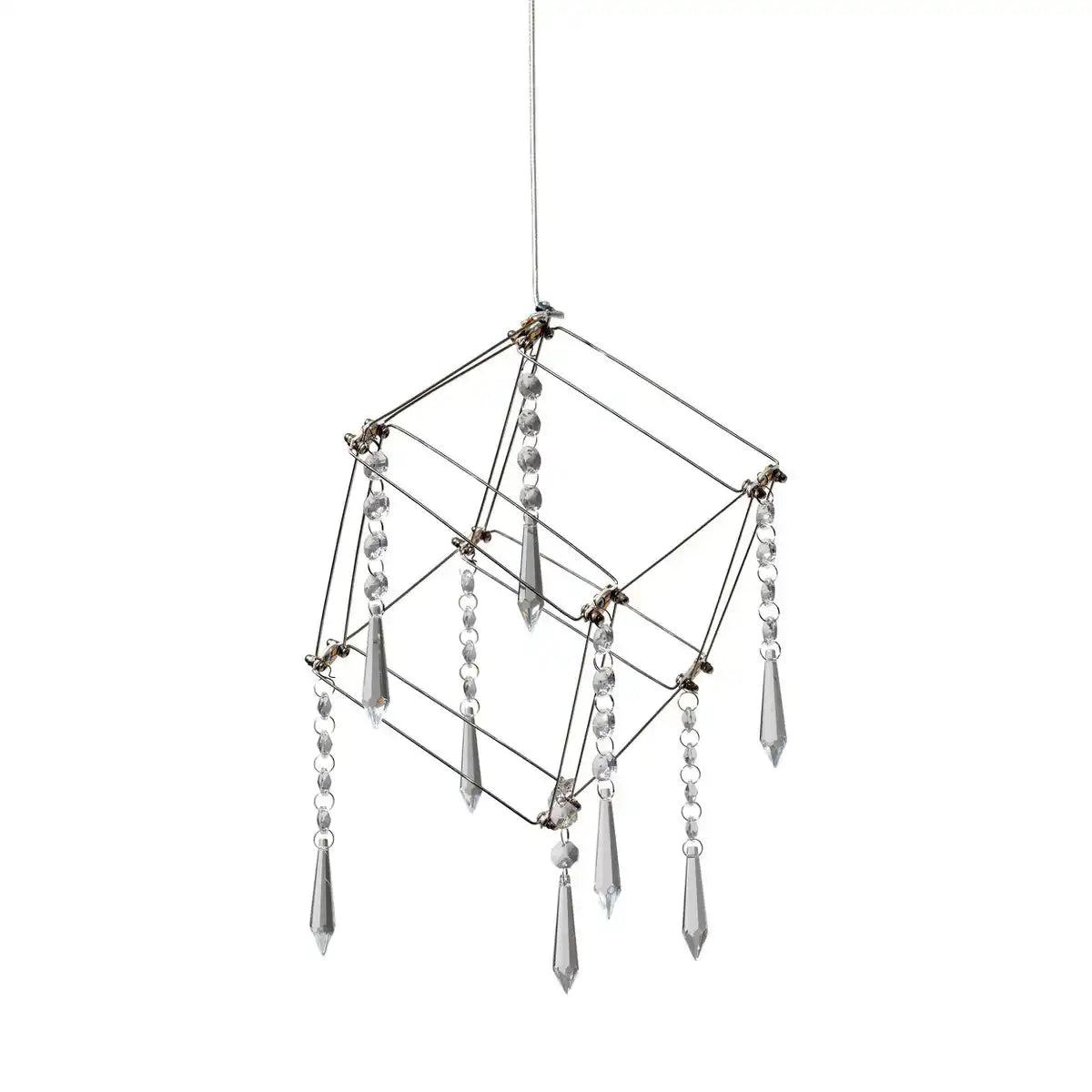 LED Pendelleuchte "ARANEUS" Metall und Kunststoff in chrom, mit fest verbauten LEDs, Seitenlänge Würfel ca. 15 cm, Beleuchtung für Wohnzimmer, Esszimmer oder Büro