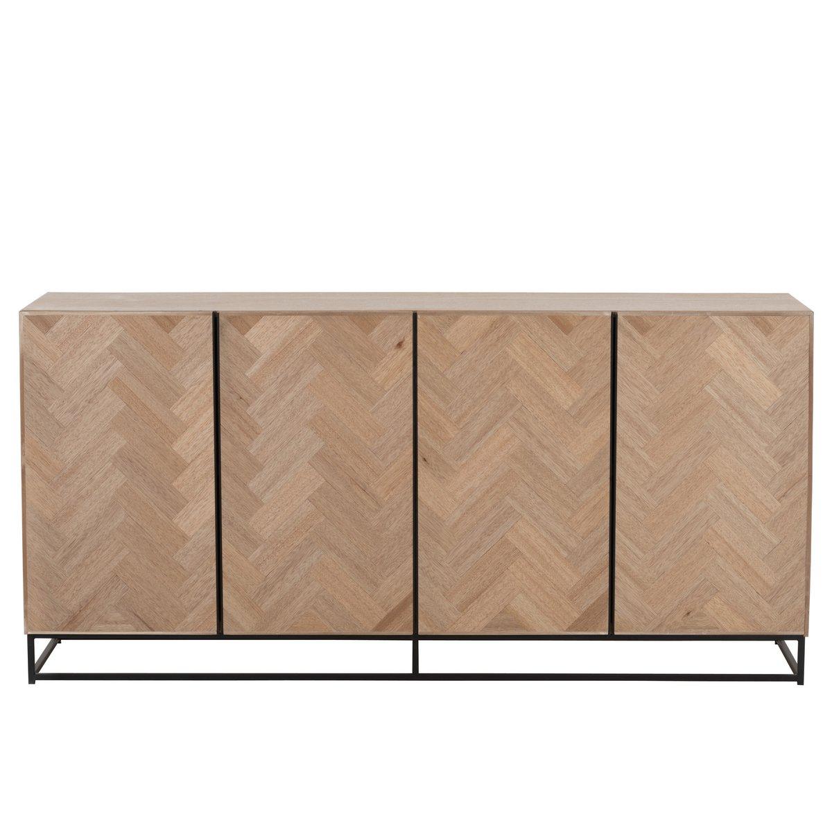 J-Line Sideboard 4 Türen Zickzack – Holz/Metall – Natur/Schwarz