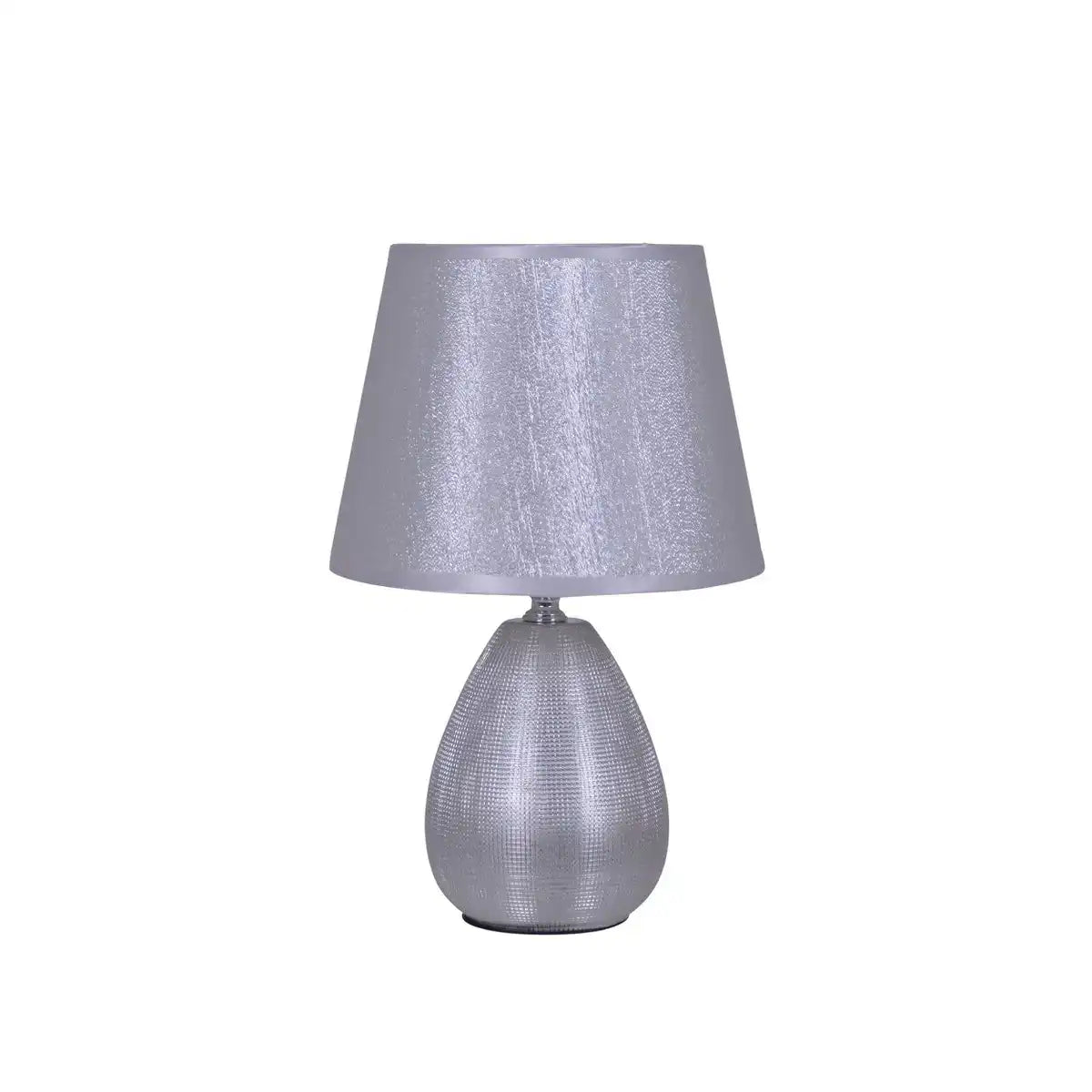 Keramik Tischleuchte h: 31cm "SIMPLY CERAMICS", Tischlampe aus Keramik, silber, mit E14-Fassung, für Esszimmer, Wohnzimmer, Diele oder Büro, 31 cm hoch