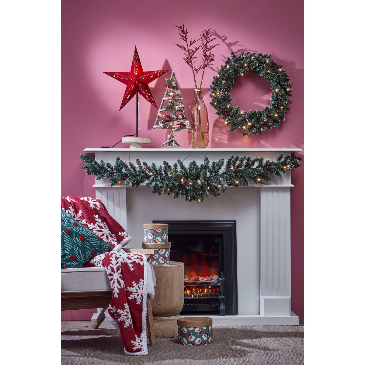 Creston Weihnachtskranz mit LED-Beleuchtung – Ø60 cm – Grün
