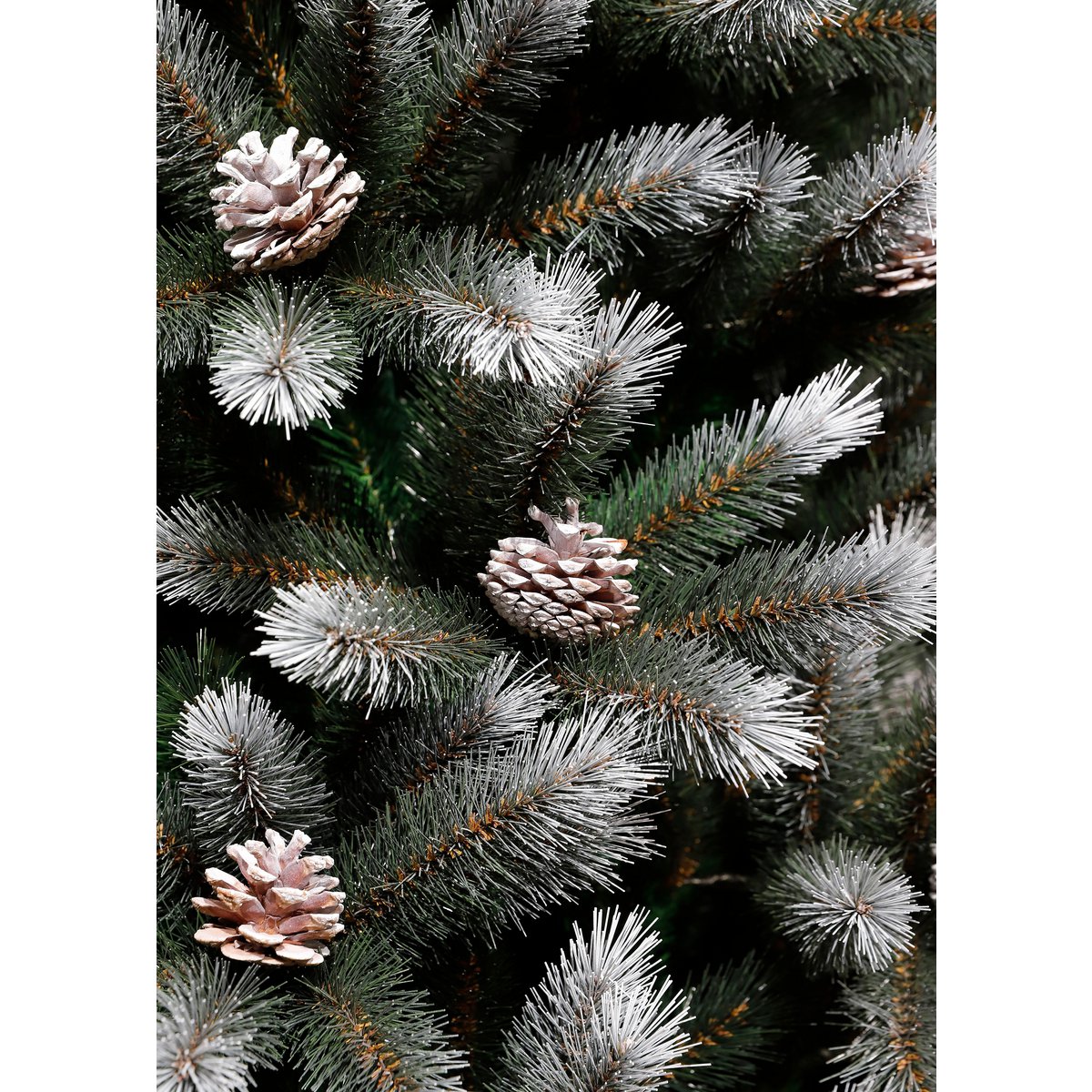 Künstlicher Weihnachtsbaum mit LED-Beleuchtung – H230 x Ø122 cm – Grün gefrostet