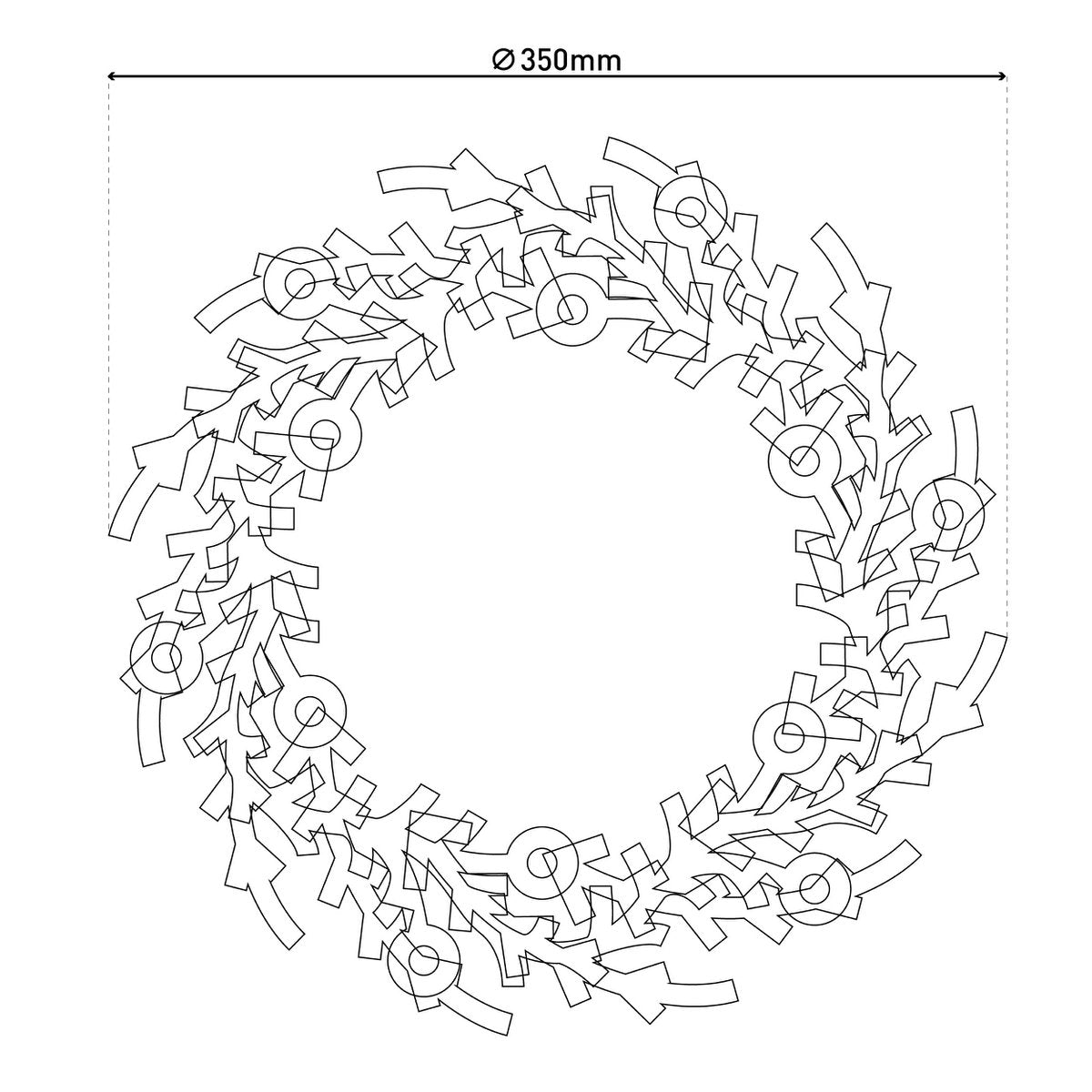 LED-Weihnachtskranz "NOEL" Außen-Deko aus Metall und Kunststoff in Grün und Gold, mit fest verbauten LEDs